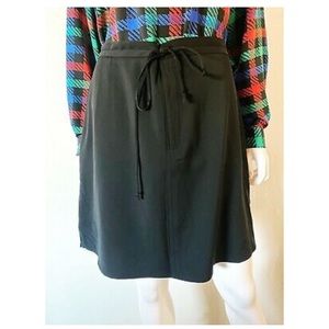 Vntg 90's Banana Republic Stretch Skirt Skort Black Drawstring Waist